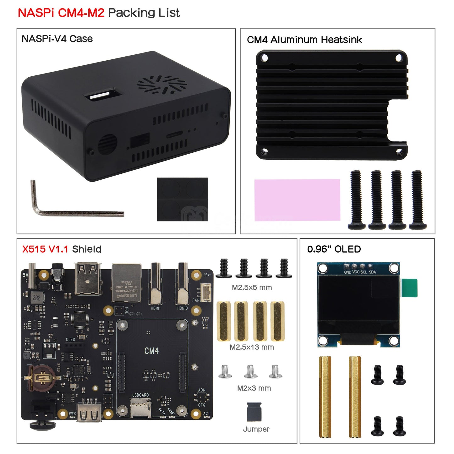 Geekworm NASPi CM4-M2 SATA&NVMe SSD NAS Kit for Raspberry Pi Compute Module 4