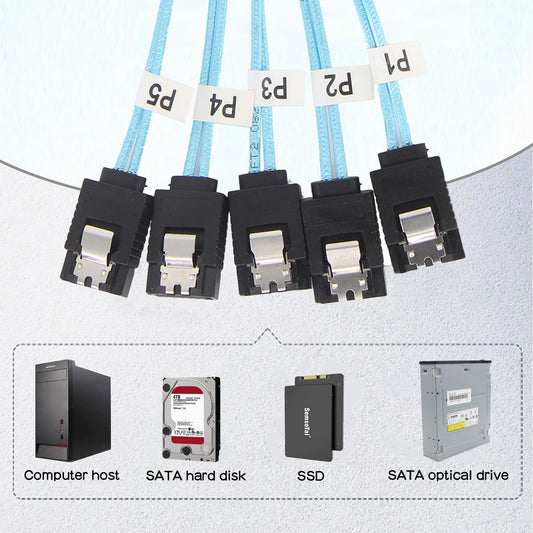 5-Pack 7Pin SATA-III 6Gbps Data Cable for Hard Drive/X1009 (50cm)