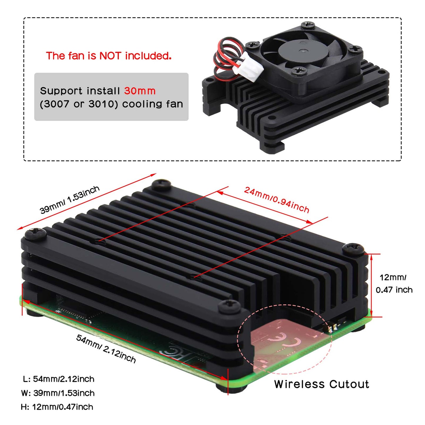 12mm Aluminum Alloy Heatsink (C235) for Raspberry Pi Compute Module 4 CM4 Motherboard