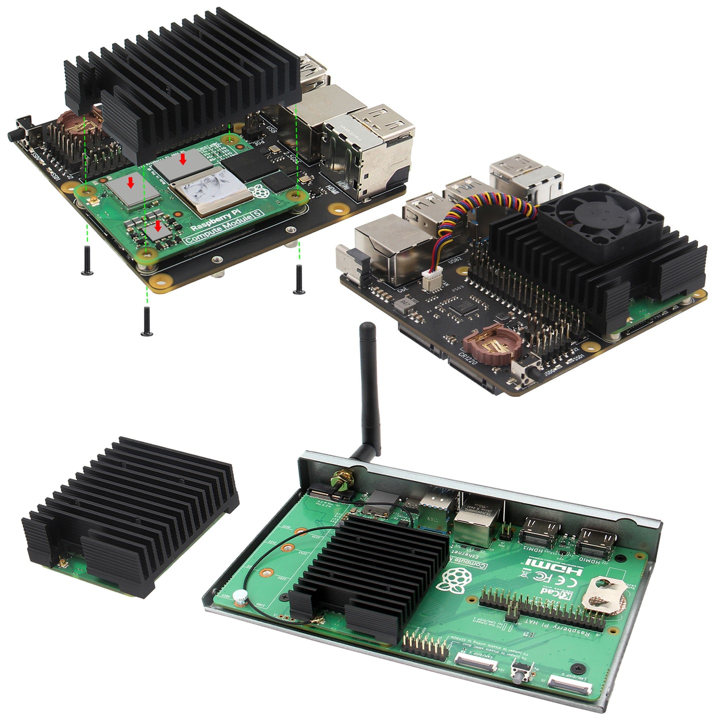 Geekworm 15mm Aluminum Alloy Heatsink (C519 V1.0) for Raspberry Pi Compute Module 5 CM5 Motherboard