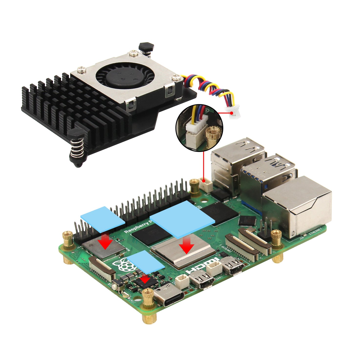 Geekworm Active Cooler for Raspberry Pi 5, Armor Cooler with Cooling Fan for Raspberry Pi 5