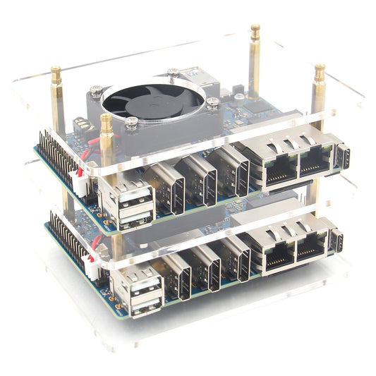 Geekworm Stackable Acrylic Case with Fan&Heatsink for Orange Pi 5 Plus