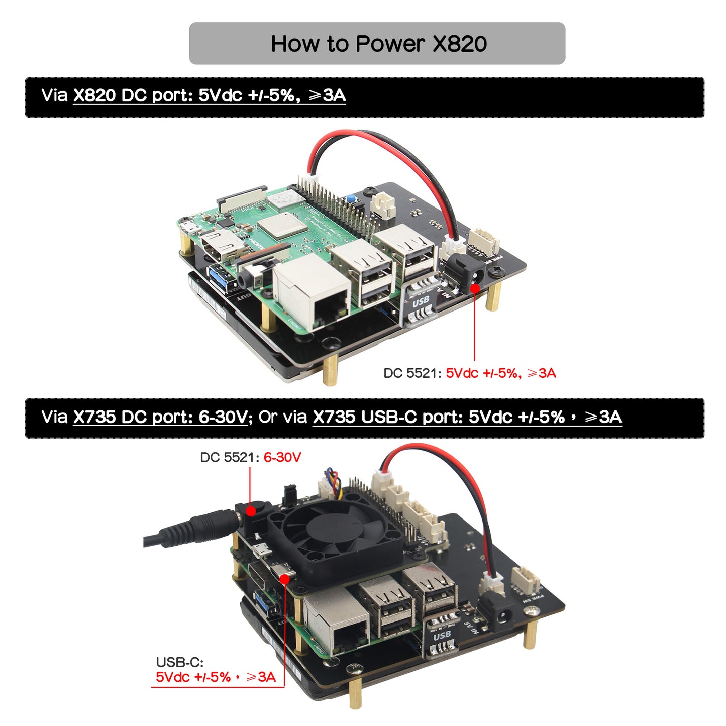 Raspberry Pi 3B+/3B X820 V3.0 USB 3.0 2.5" SATA HDD/SSD Storage Expansion Board