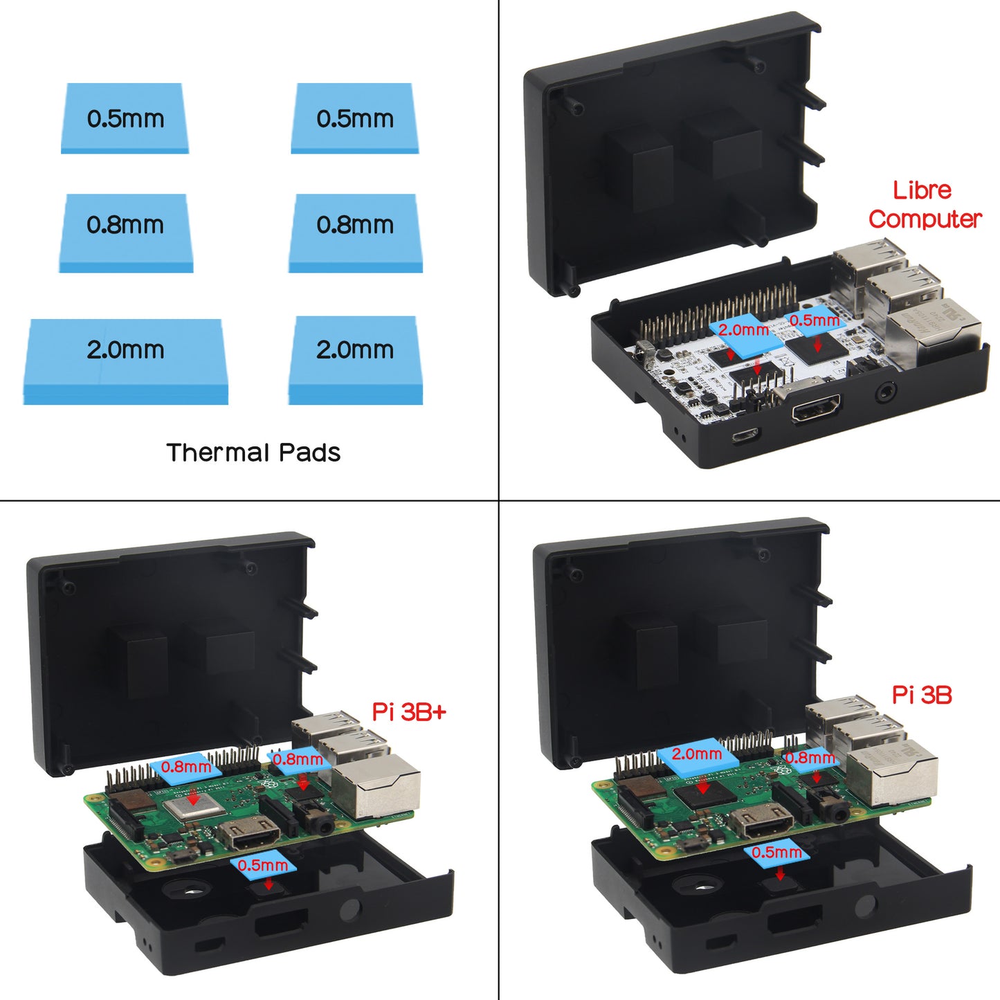 Geekworm Aluminum Alloy Case for Raspberry Pi 3B+/3B / Libre Computer Board AMl-S905X-CC/ALL-H3-CC/ROC-RK3328-CC(P170-B)