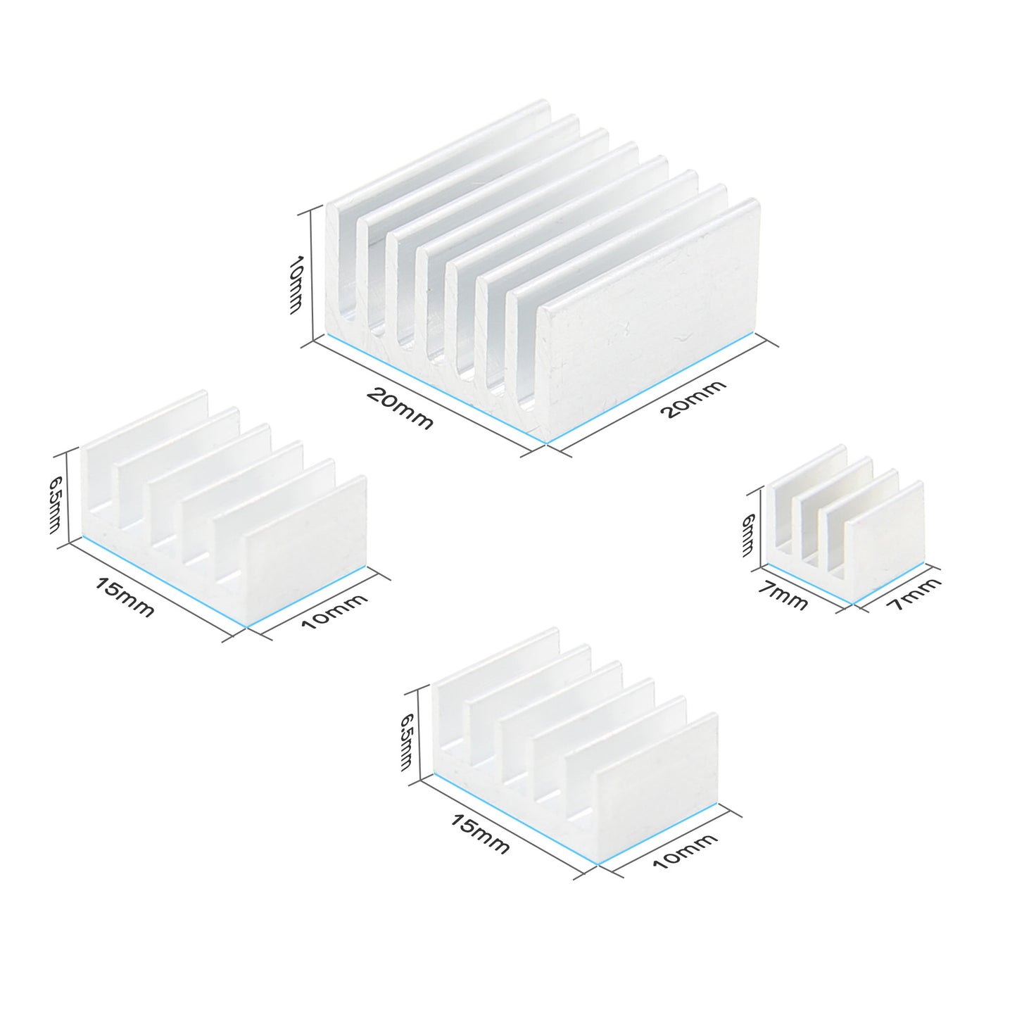 4pcs/lot Aluminum Heatsinks for Orange Pi 5 Plus (Silver)