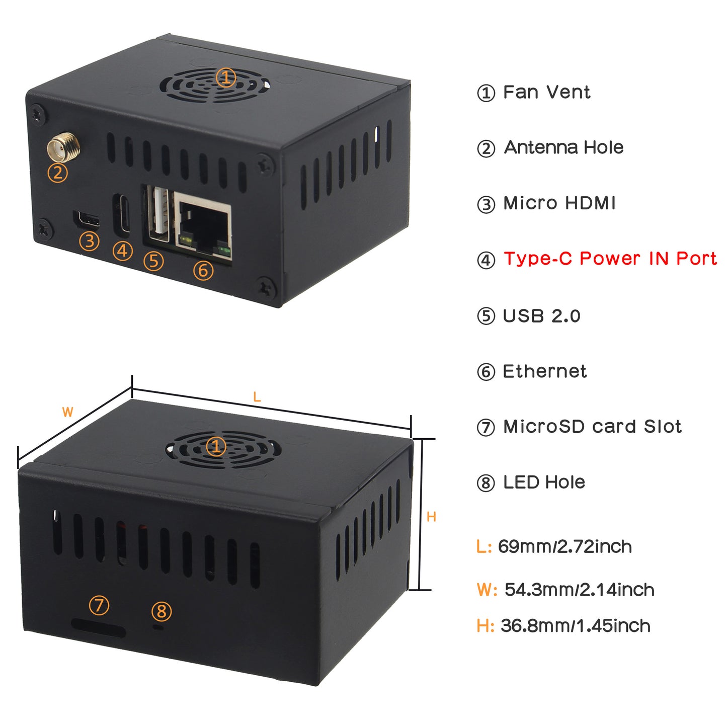 Orange Pi Zero 3 Metal Case (N502)