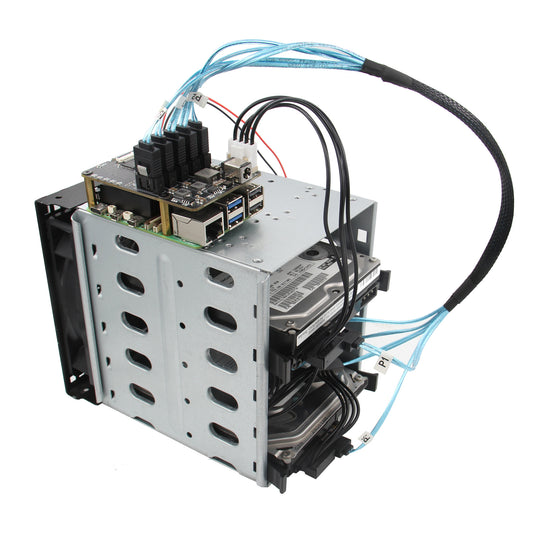 5-Layer 3.5 Inch Hard Drive Mounting Rack Case with Cooling Fan for X1009