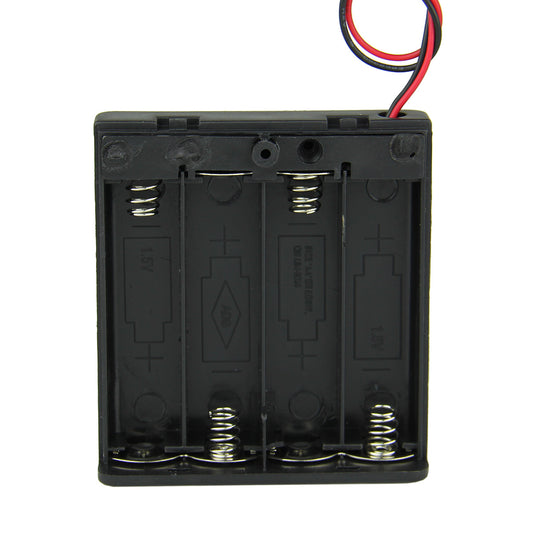 DIY 6V 4-Slot AA Battery Holder with Cover, Leads, and Switch