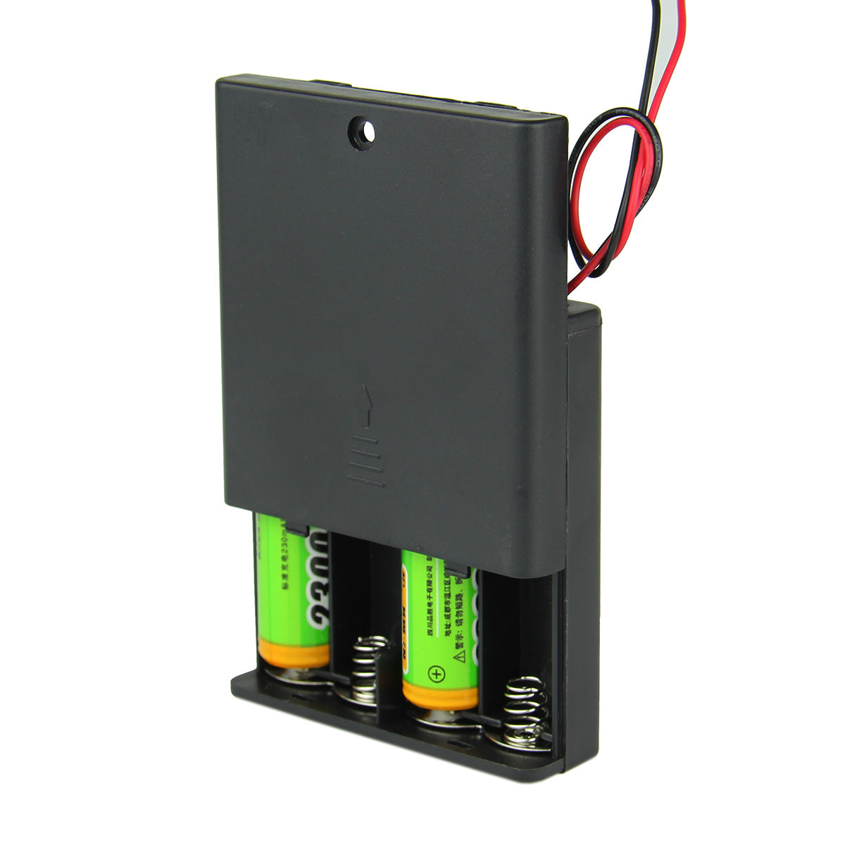 DIY 6V 4-Slot AA Battery Holder with Cover, Leads, and Switch