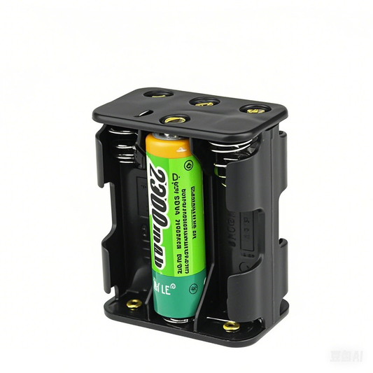 DIY 6-Slot AA Back-to-Back Battery Holder with Cables-Black