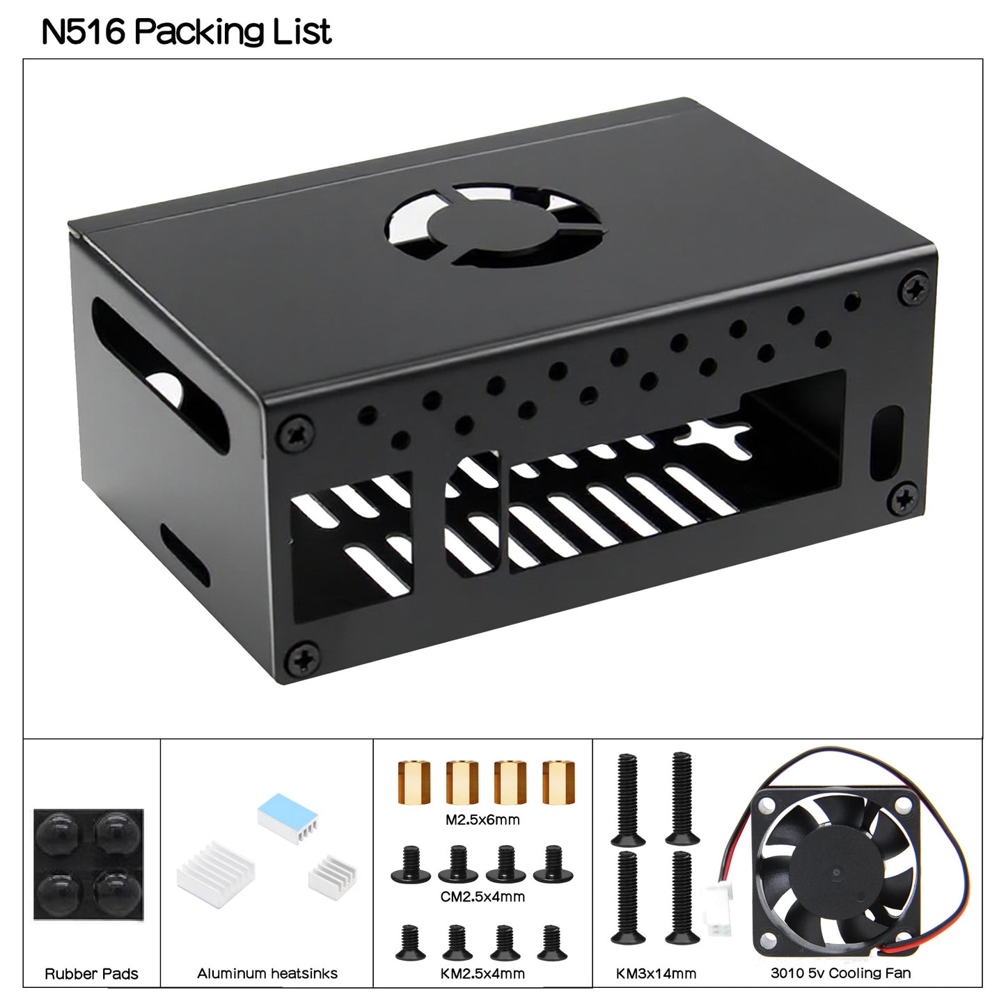 Geekworm N516 Metal Case with Cooling Fan and Heatsink for OrangePi RV2