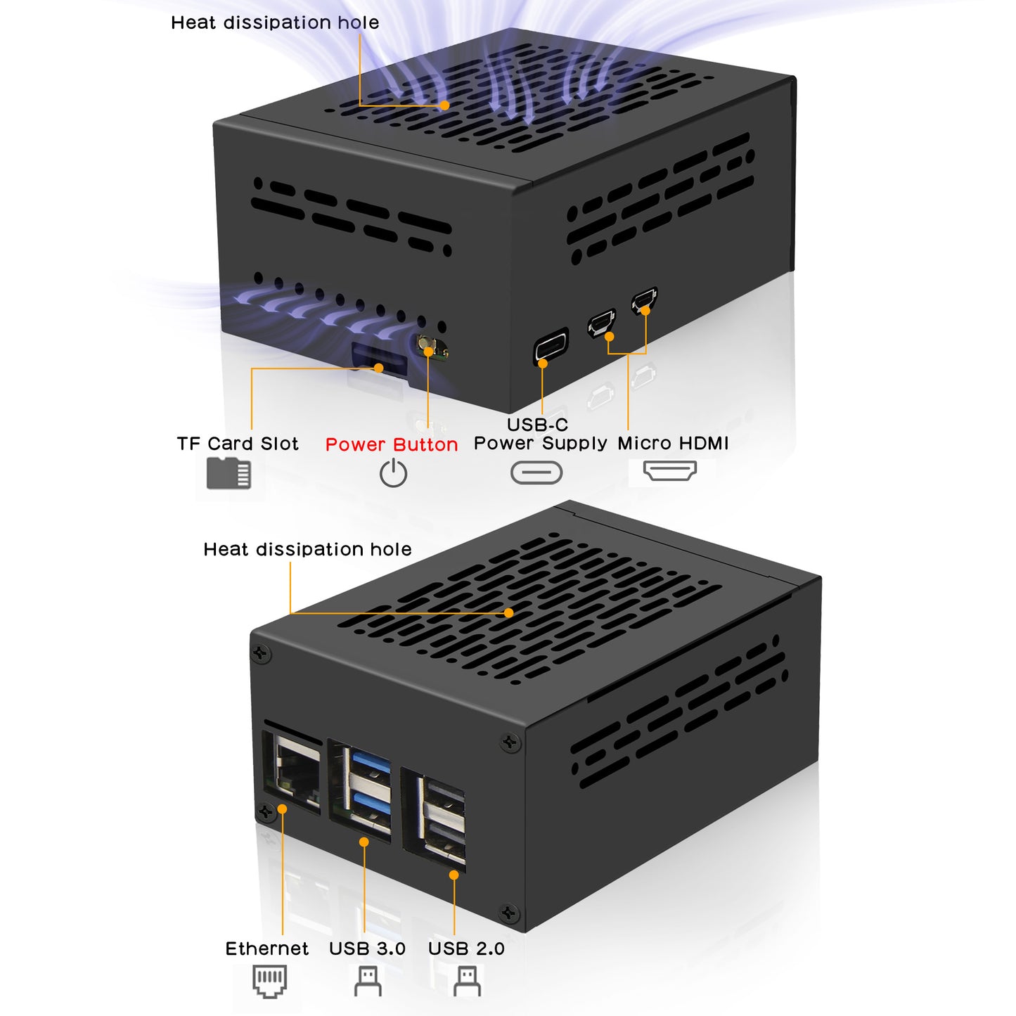 Geekworm P579 Raspberry Pi 5 PCIe Metal case Compatible with X1001/X1000/X1003/X1004/X1015/M300/M400/Q200