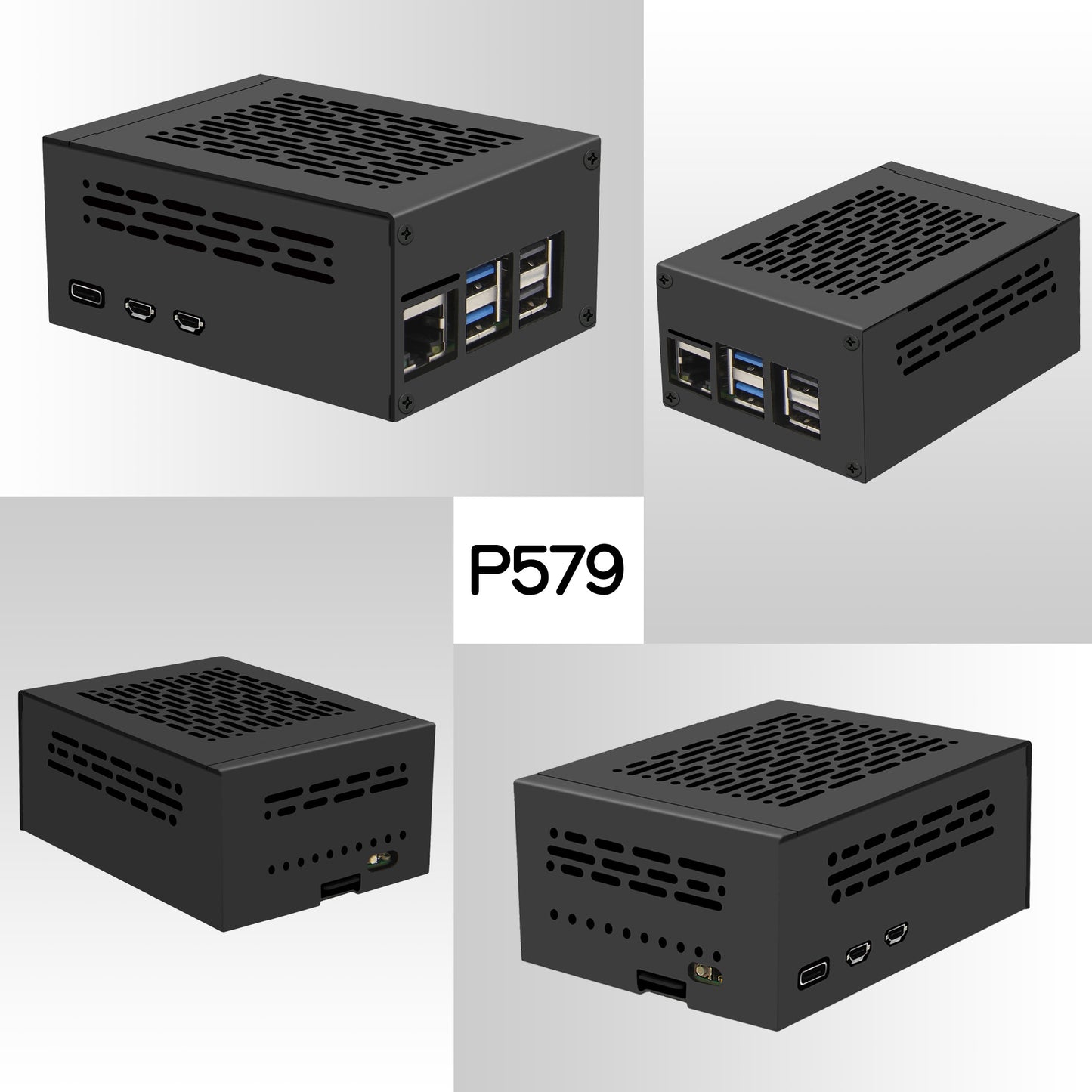 Geekworm P579 Raspberry Pi 5 PCIe Metal Case Compatible with Top M.2 HAT X1001/X1000/X1003/X1004/X1015