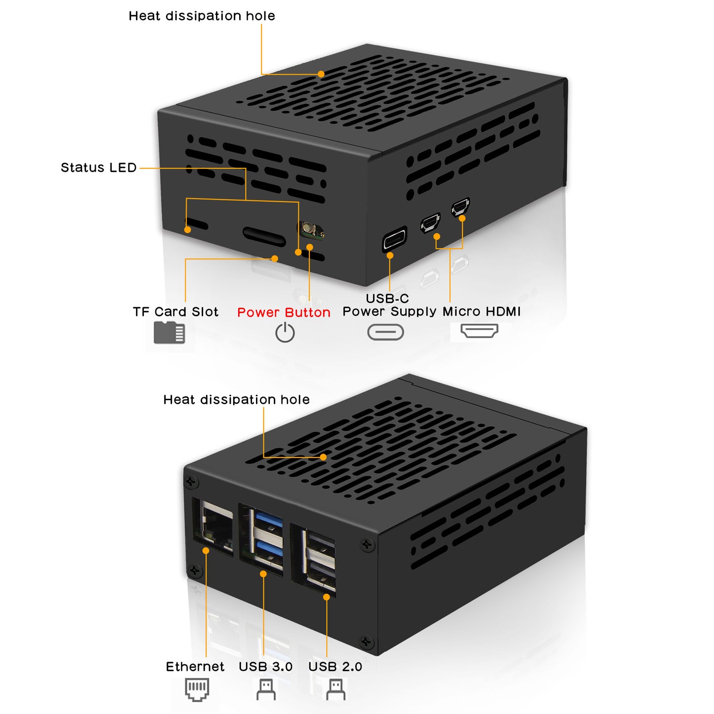 Geekworm P580 Raspberry Pi 5 PCIe Metal case Compatible with X1002/X1005