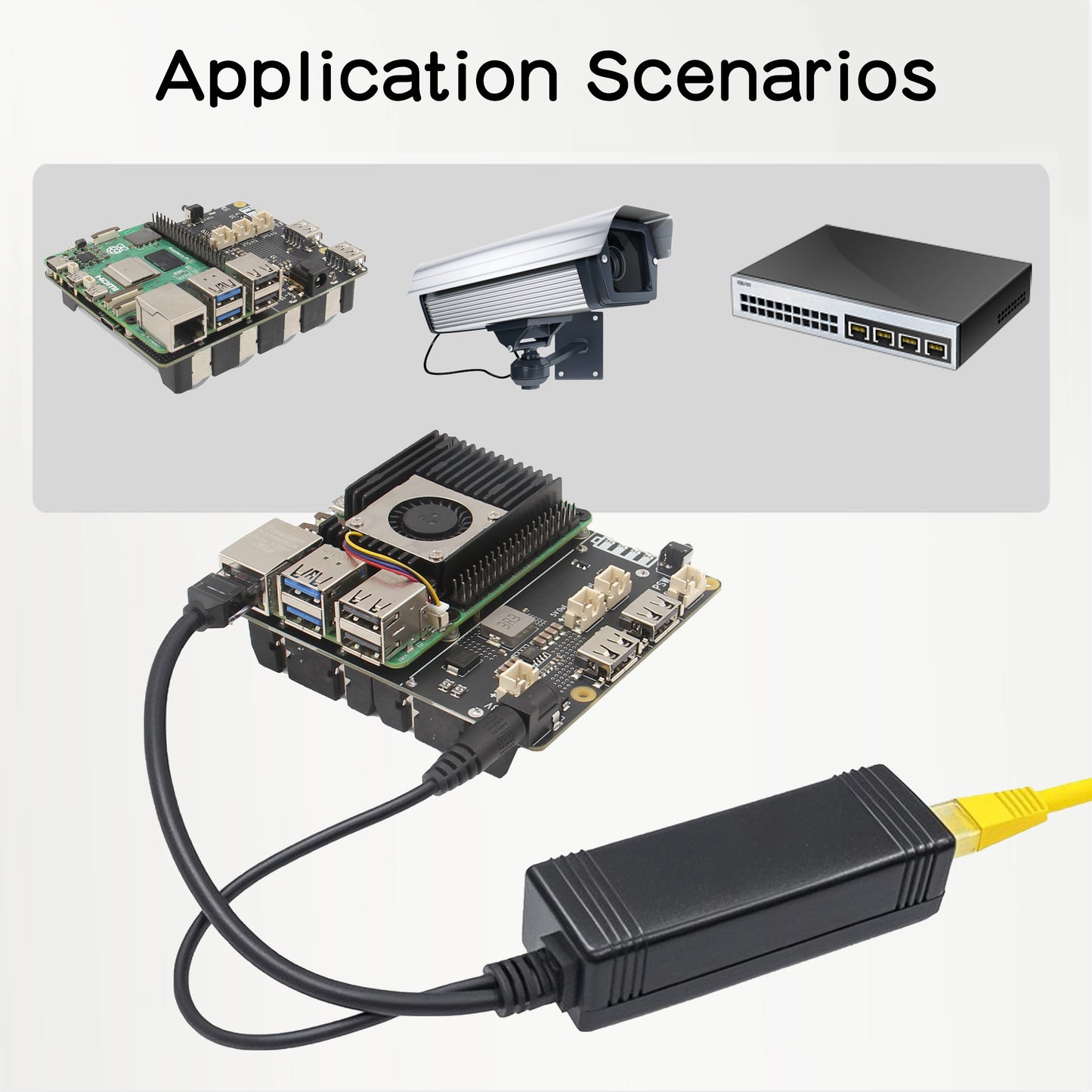 Geekworm 30W PoE Splitter 12V 2.5A Output IEEE 802.3at Standard for X1202/X1203/X1205/X729/X1010