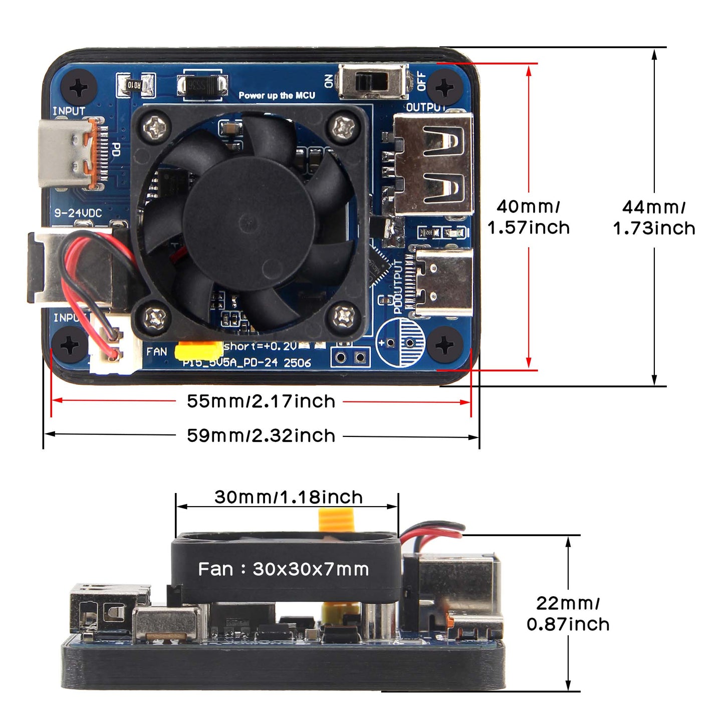 Geekworm Raspberry Pi 5 5V 5A Dual PD Power Module | 9–24V Wide Voltage Input | Dual PD Input/Output