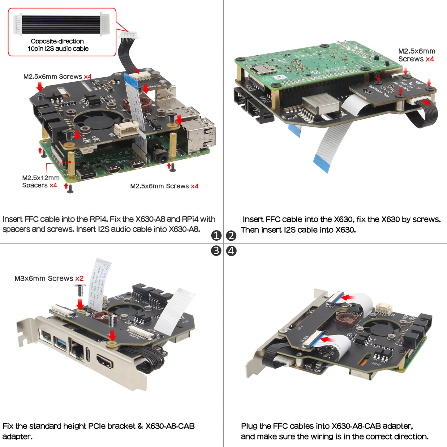 Geekworm KVM-A8 Kit PCI Express Card Version for Raspberry Pi 4 Model B Open-source KVM Over IP