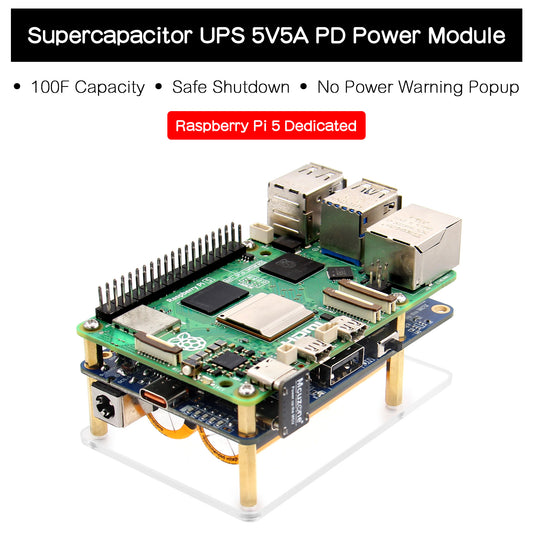 100F Supercapacitor UPS HAT Module for Raspberry Pi 5