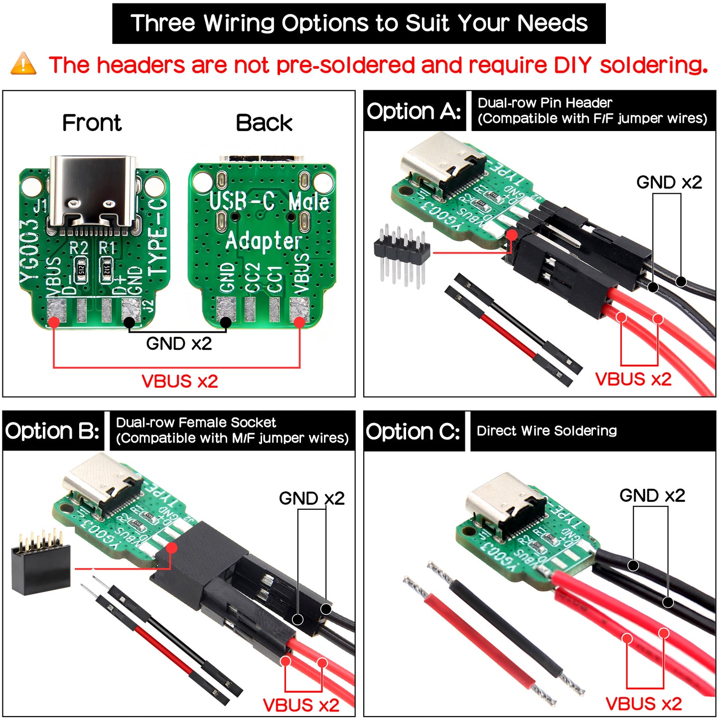 USB Type-C Female Breakout Board
