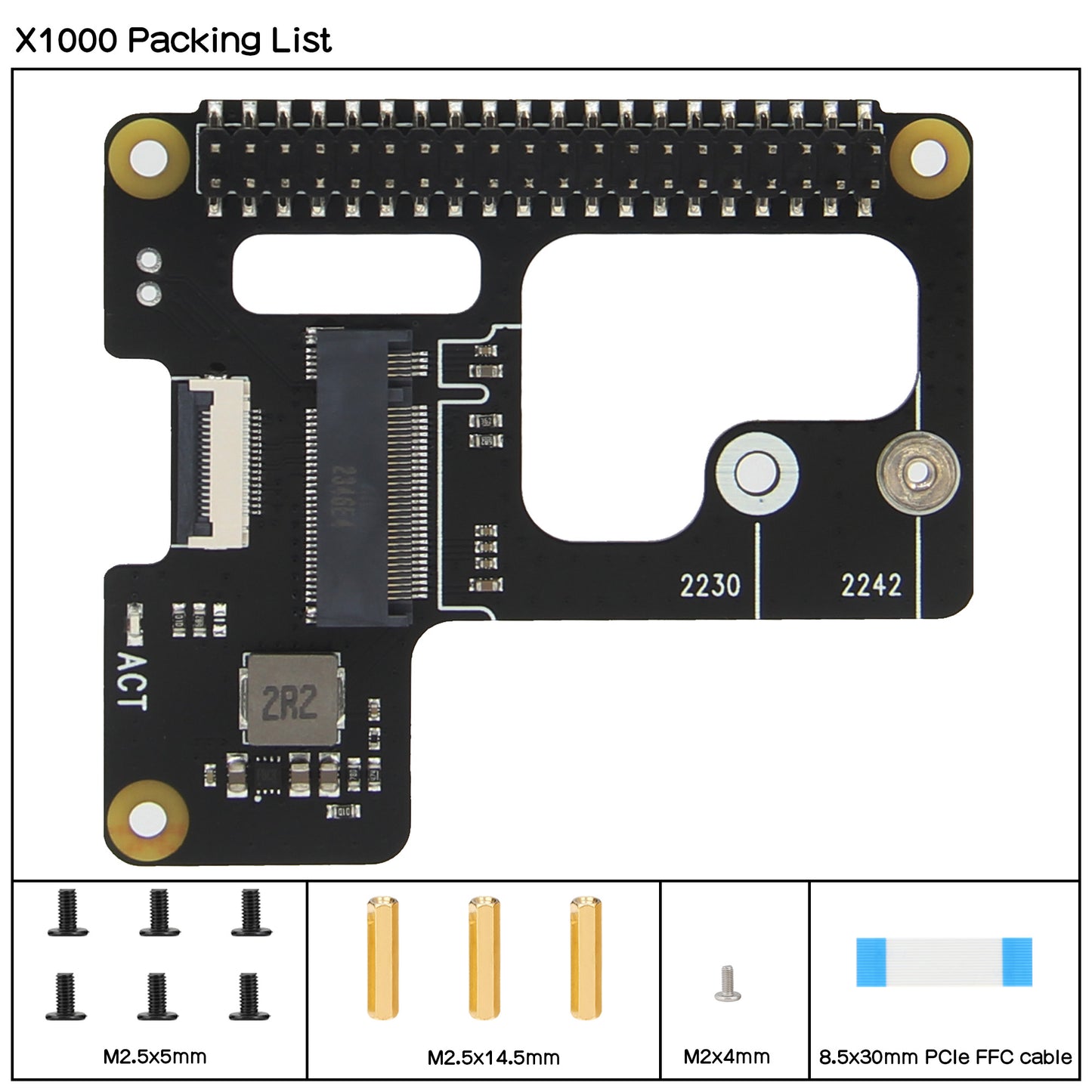 Geekworm X1000 PCIe to M.2 Key-M NVMe SSD PIP TOP for Raspberry Pi 5