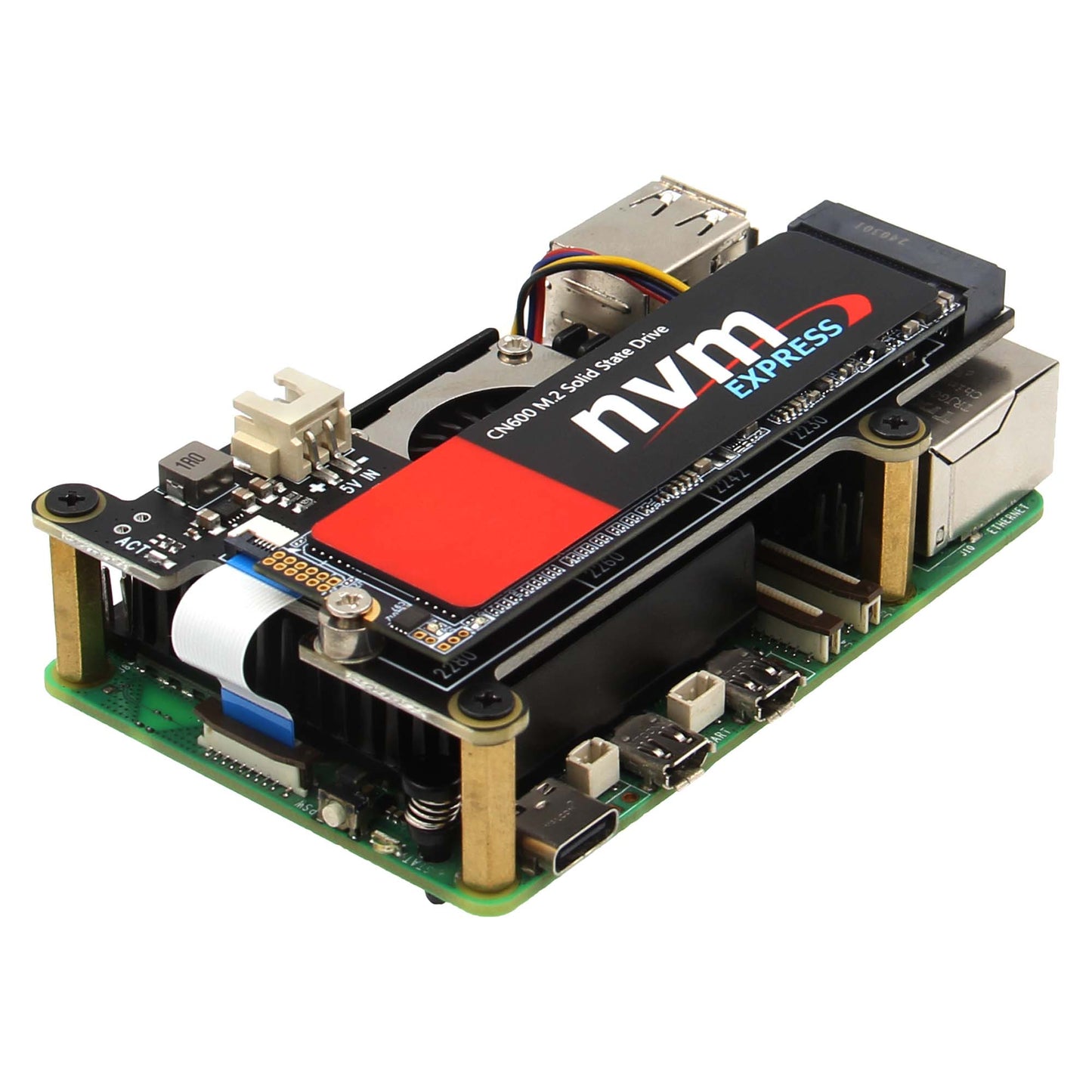 Geekworm X1001 PCIe to M.2 Key-M NVMe SSD PIP TOP for Raspberry Pi 5
