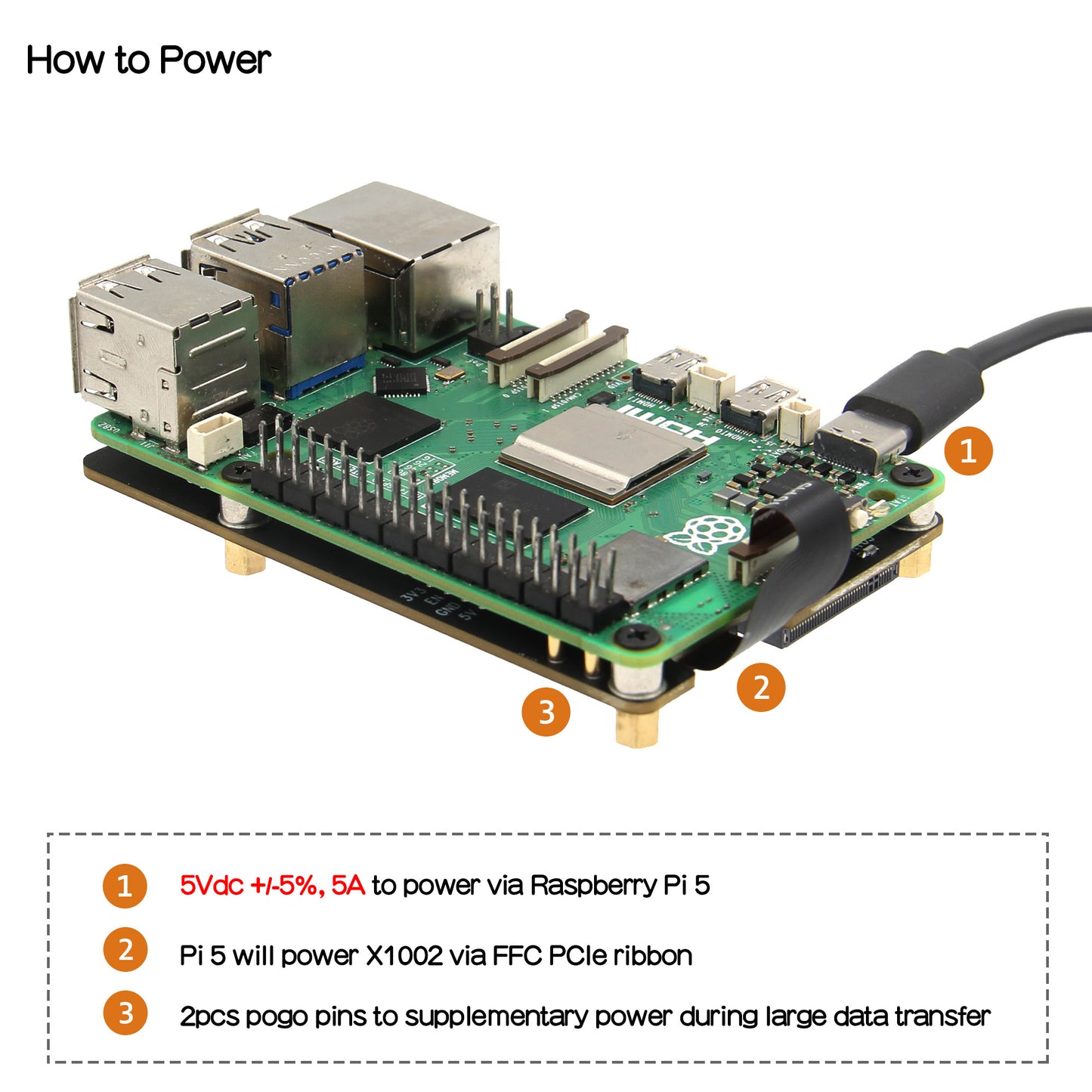 Geekworm X1002 PCIe to M.2 2280 NVMe SSD Bottom for Raspberry Pi 5