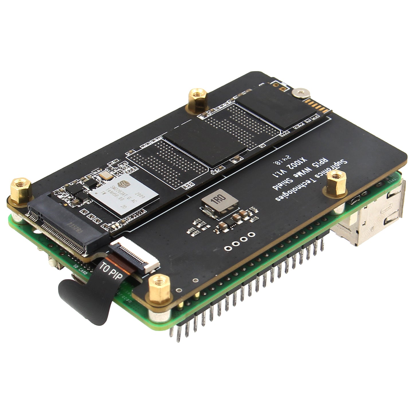 Geekworm X1002 PCIe to M.2 2280 NVMe SSD Bottom for Raspberry Pi 5