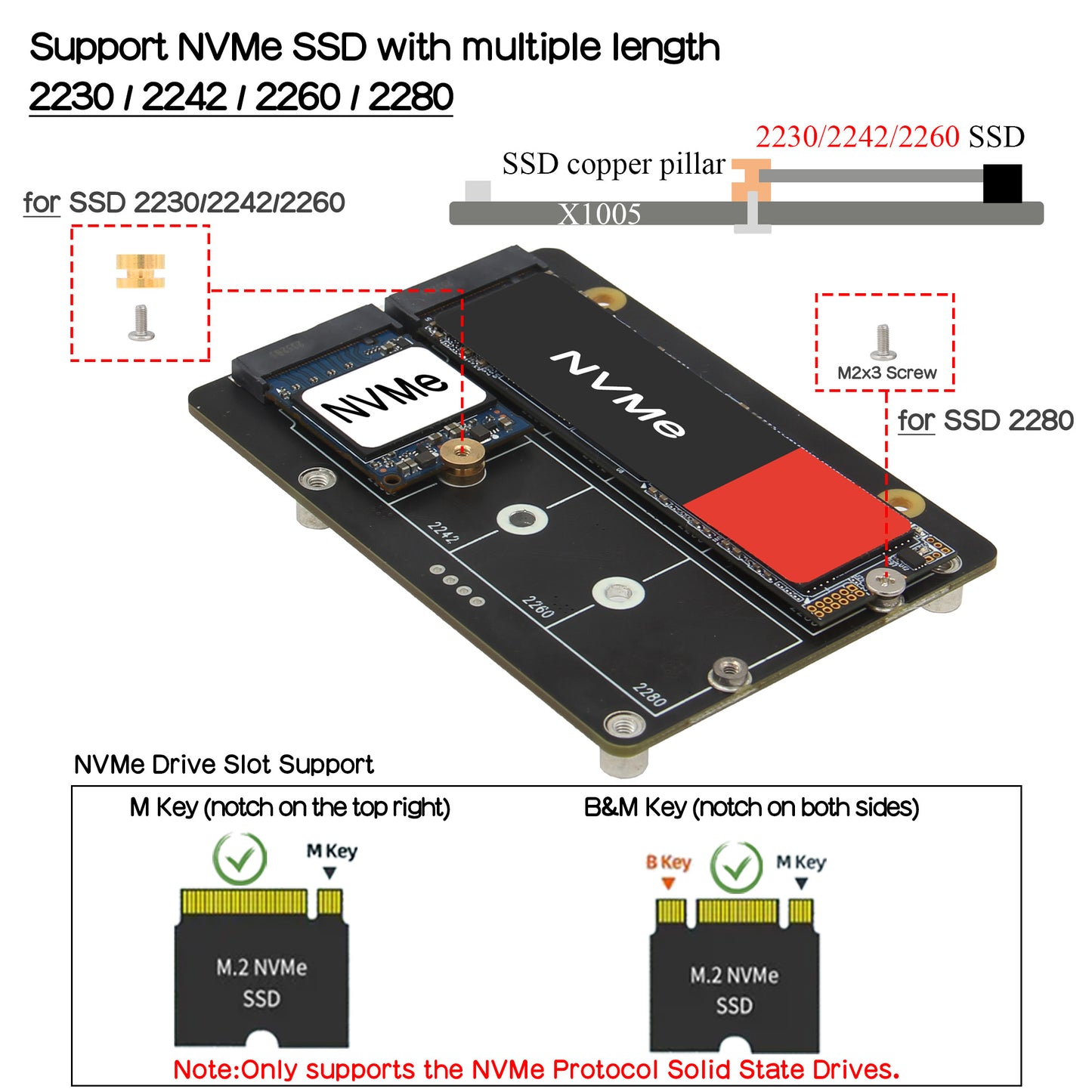 Geekworm X1005 PCIe to M.2 NVMe SSD PIP Bottom for Raspberry Pi 5