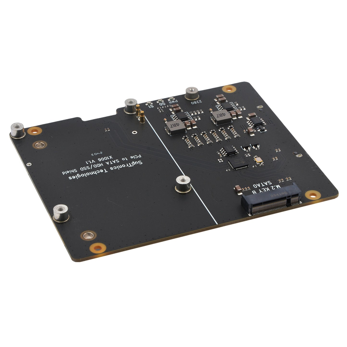 Geekworm X1006 PCIe to 2.5" SATA HDD+M.2 SATA 2280 SSD Shield for Raspberry Pi 5 (NOT Support Boot from SSD)