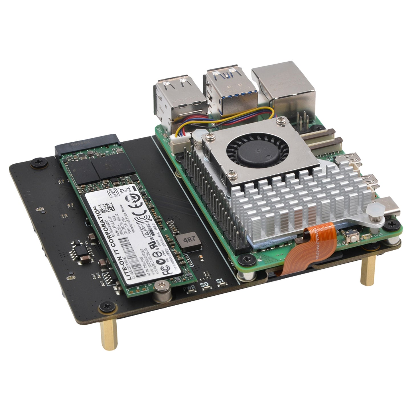 Geekworm X1006 PCIe to 2.5" SATA HDD+M.2 SATA 2280 SSD Shield for Raspberry Pi 5 (NOT Support Boot from SSD)