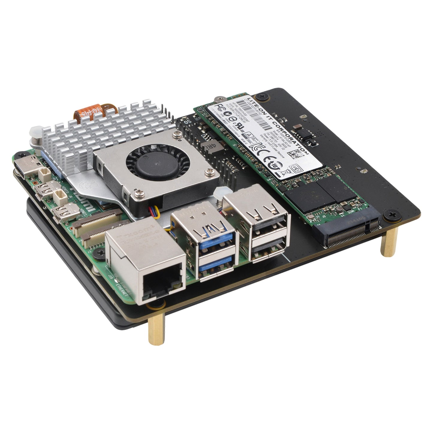 Geekworm X1006 PCIe to 2.5" SATA HDD+M.2 SATA 2280 SSD Shield for Raspberry Pi 5 (NOT Support Boot from SSD)