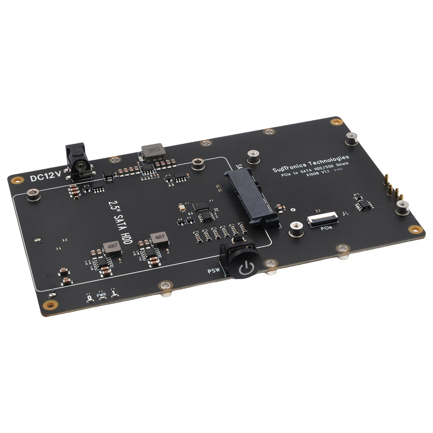 Geekworm X1008 PCIe to 2.5" SATA HDD/SSD+3.5" SATA HDD Shield for Raspberry Pi 5 (NOT Support Boot from HDD/SSD)