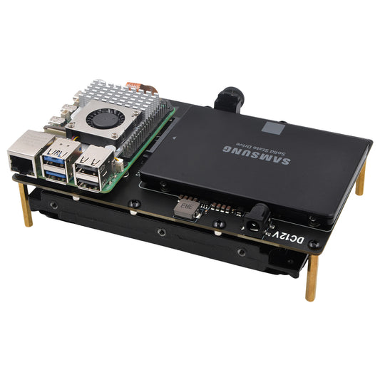 Geekworm X1008 PCIe to 2.5" SATA HDD/SSD+3.5" SATA HDD Shield for Raspberry Pi 5 (NOT Support Boot from HDD/SSD)