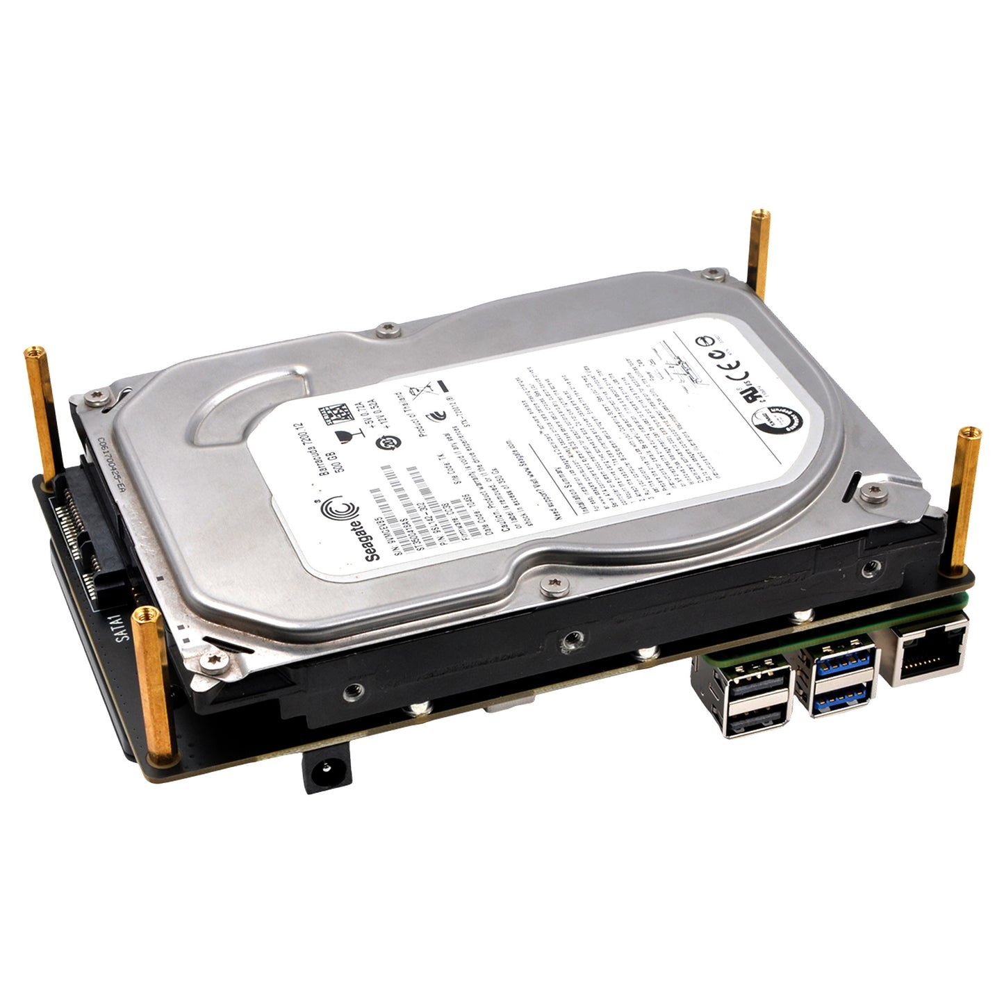 Geekworm X1008 PCIe to 2.5" SATA HDD/SSD+3.5" SATA HDD Shield for Raspberry Pi 5 (NOT Support Boot from HDD/SSD)
