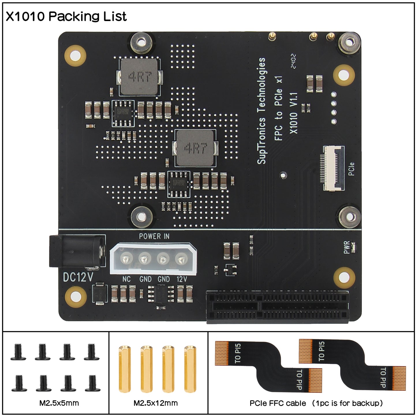 Geekworm X1010 PCIe FFC to Standard PCIe x4 Slot Expansion Board for Raspberry Pi 5