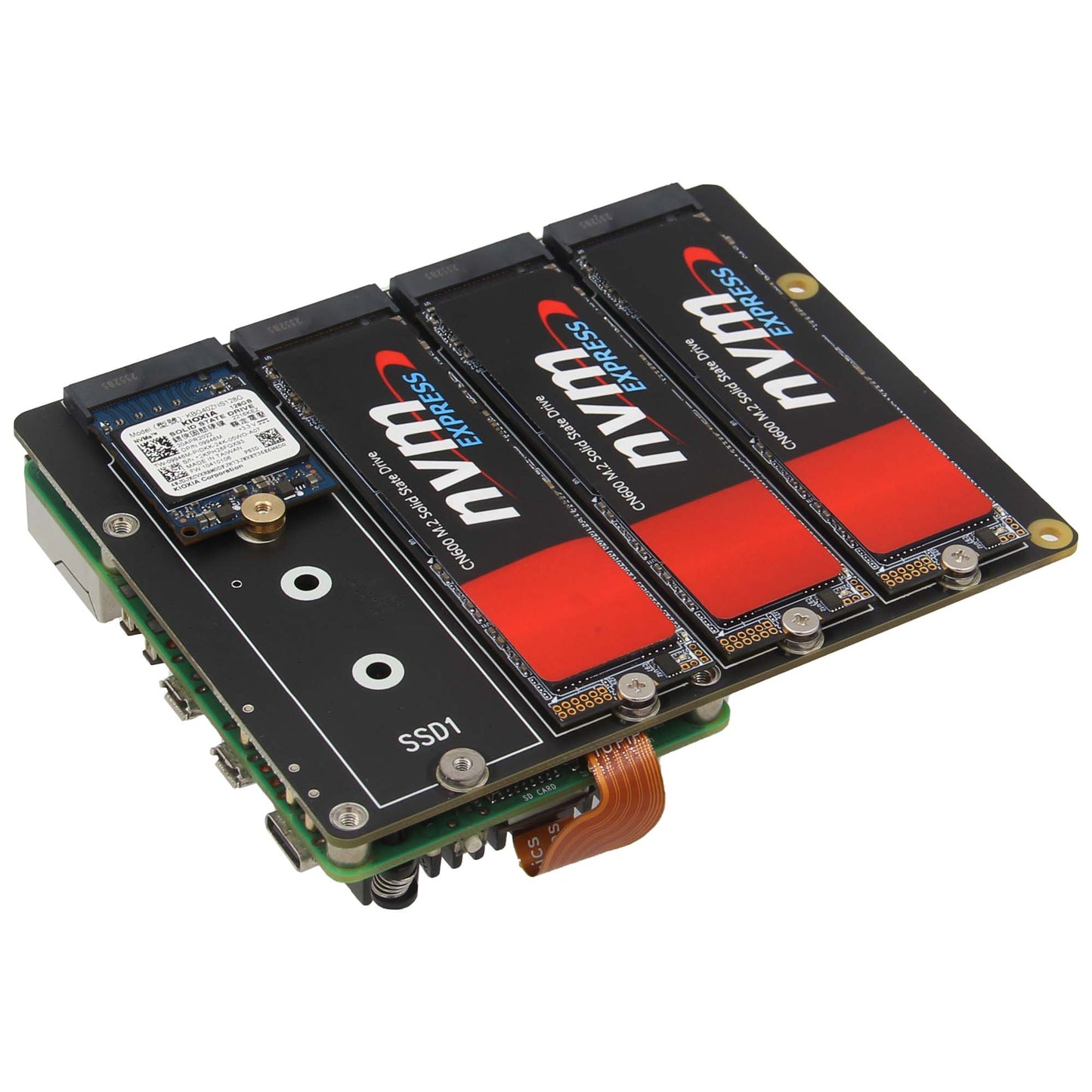 Geekworm X1011 5V PCIe to Four M.2 NVMe SSD Board for Raspberry Pi 5