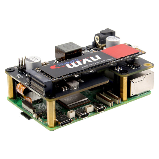 Geekworm X1012 PoE+ HAT and PCIe to M.2 NVMe SSD Shield for Raspberry Pi 5