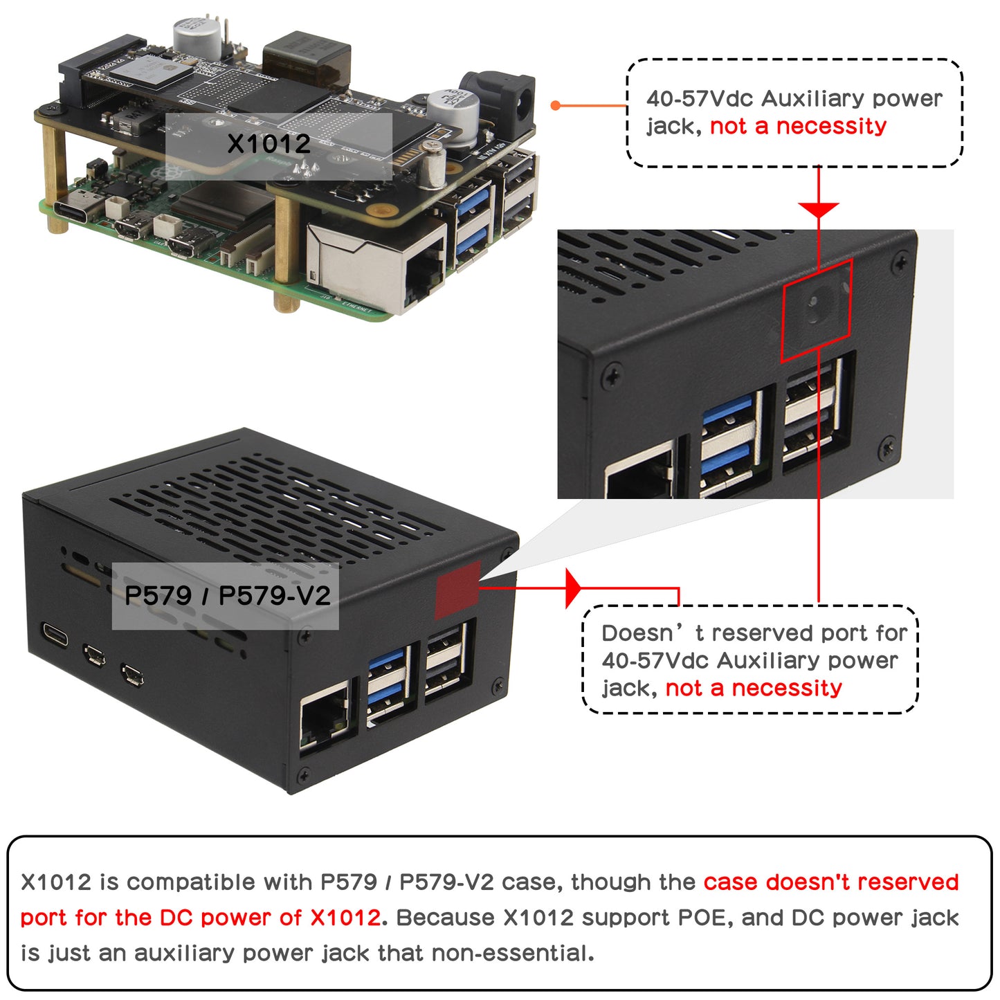 Geekworm X1012 PCIe to NVMe+POE Shield for Raspberry Pi 5