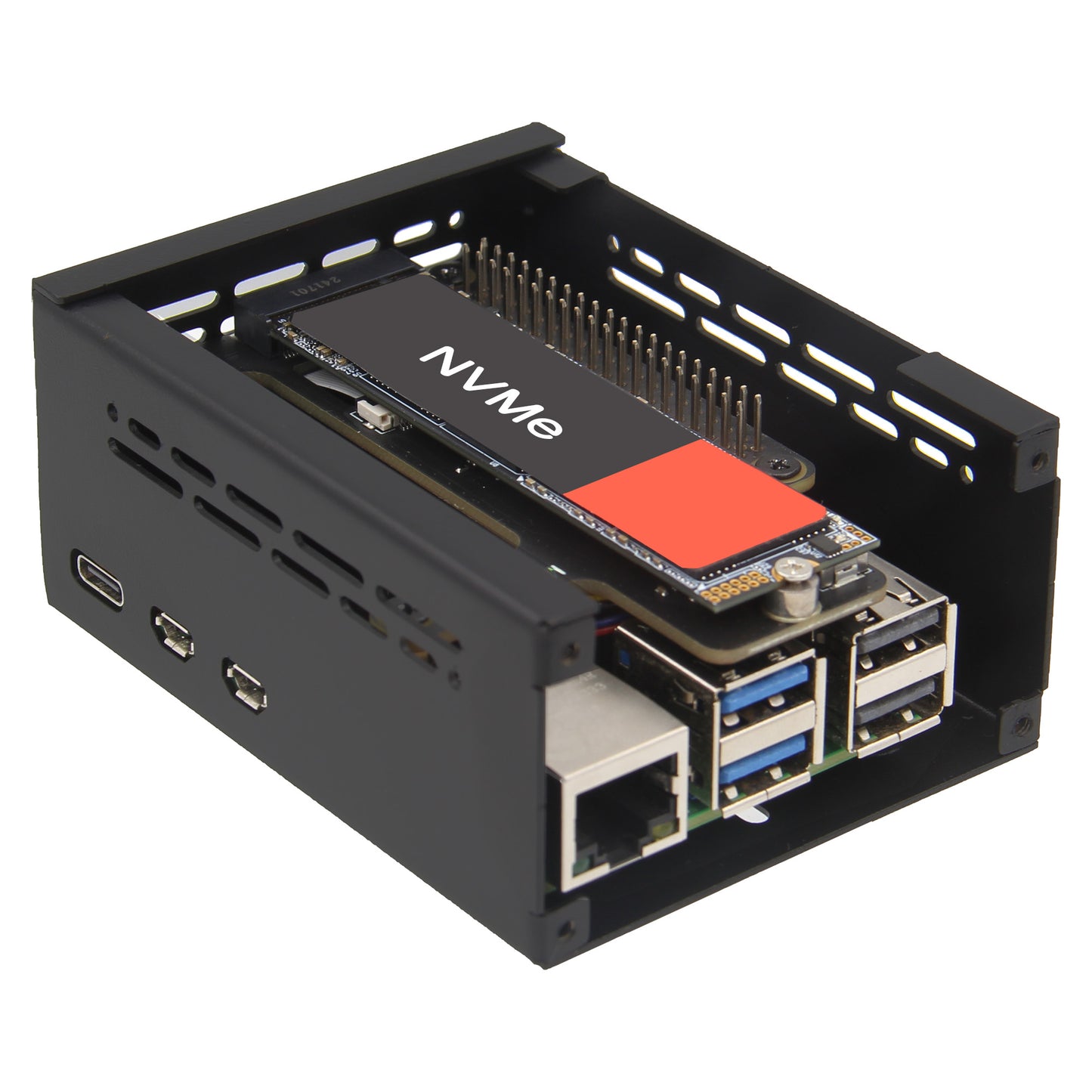 Geekworm X1015 PCIe to M.2 Key-M NVMe SSD PIP TOP for Raspberry Pi 5