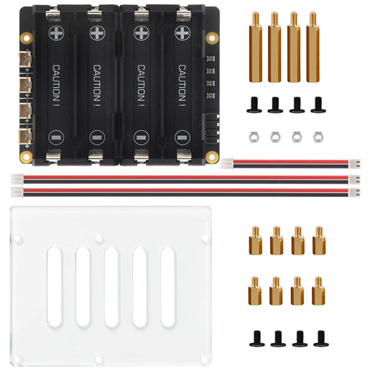 Geekworm X12-A1 Stackable 4-Slot 18650 Battery Holder with Protection Fuse Compatible with X1209 & X1203 UPS HAT