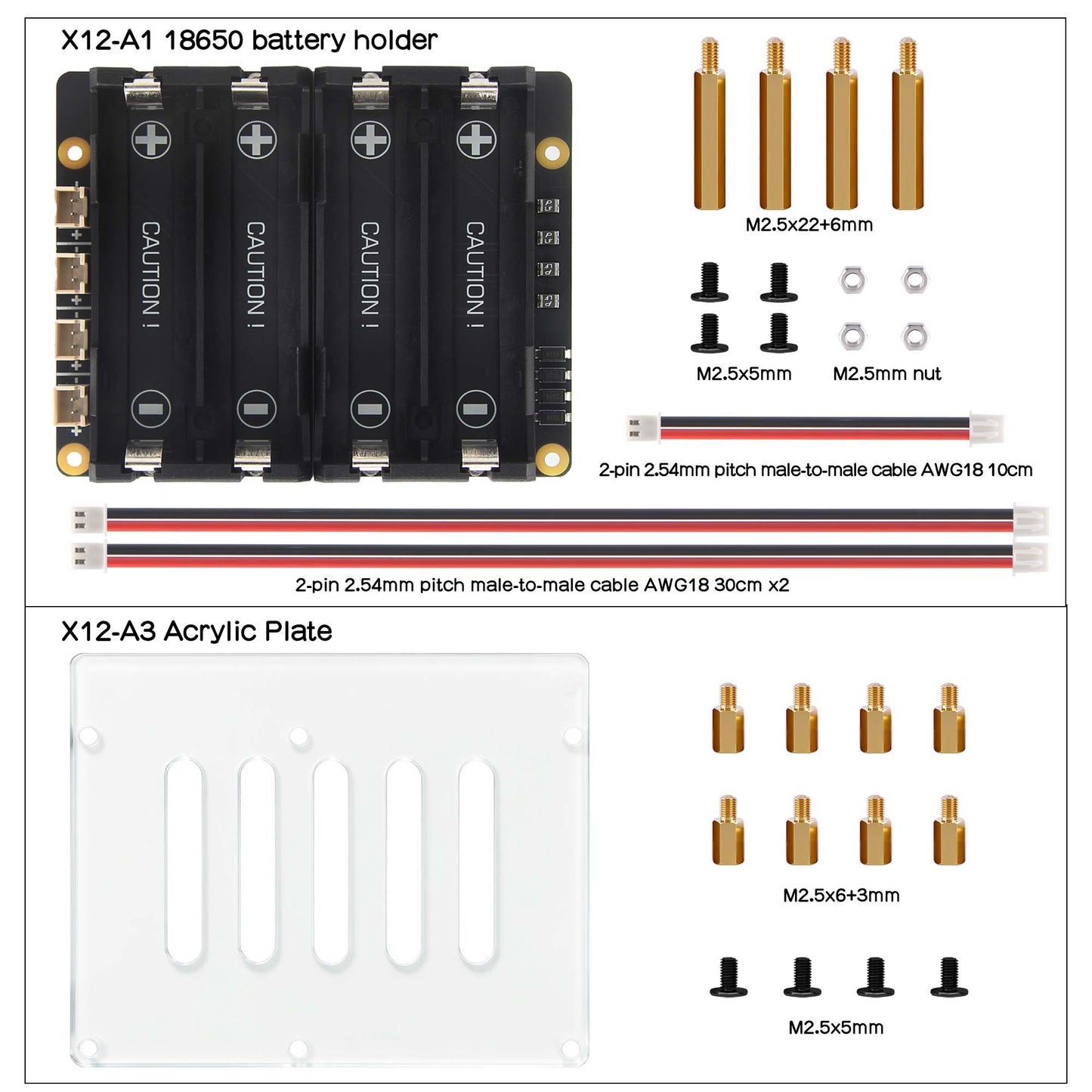 18650 parallel battery pack with XH2.54 terminals head