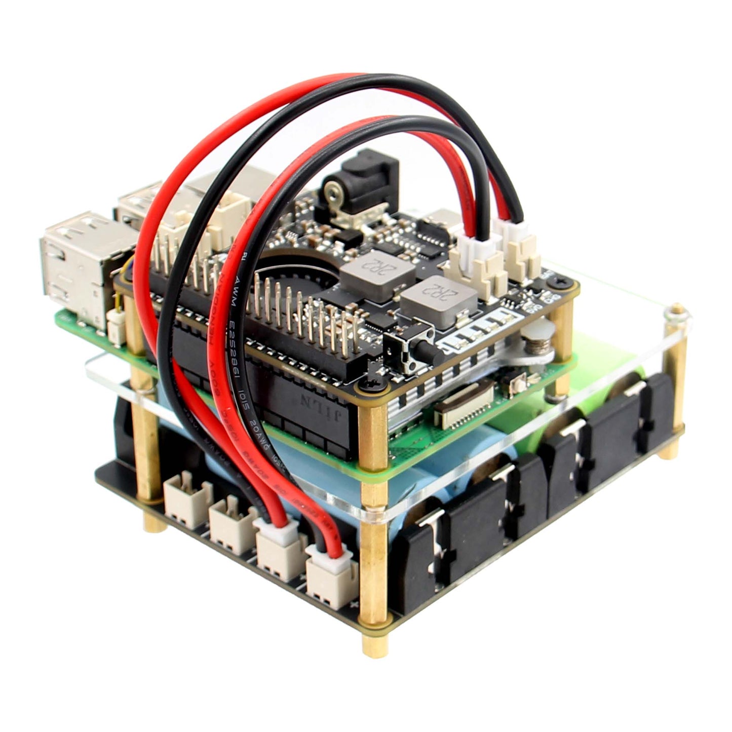 Geekworm X12-A1 Stackable 4-Slot 18650 Battery Holder with Protection Fuse Compatible with X1209 & X1203 UPS HAT