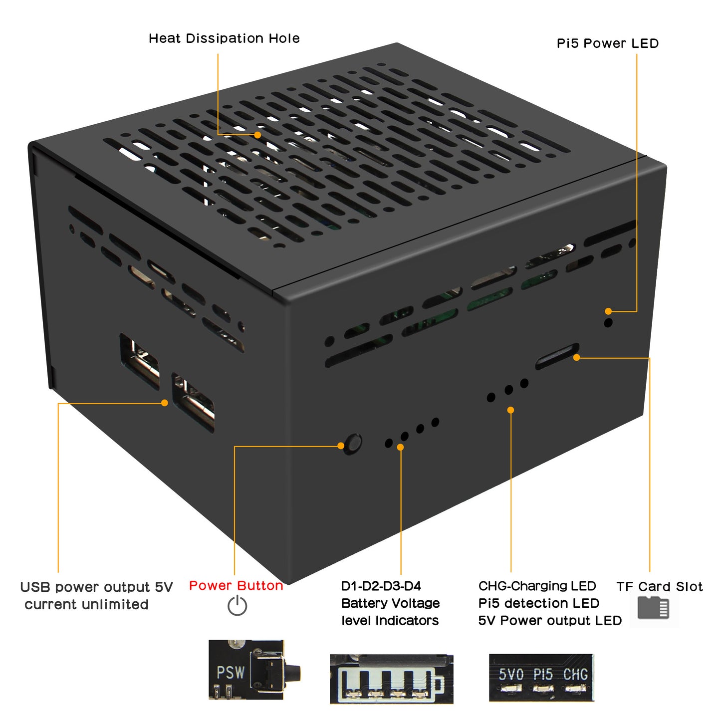 Geekworm X1202-C1 Metal Case for Raspberry Pi 5 X1202 UPS Shield