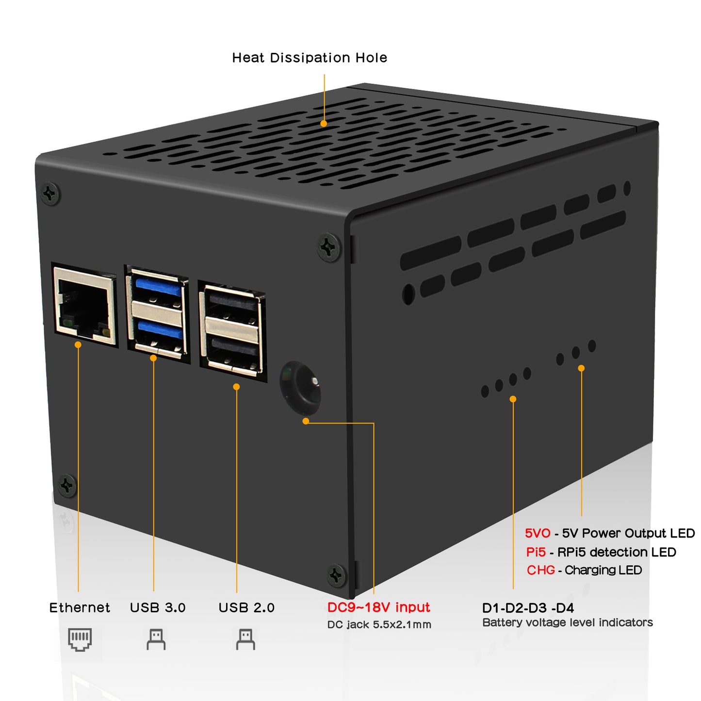 Geekworm X1205-C1 Metal Case for Raspberry Pi 5 X1205 UPS Shield