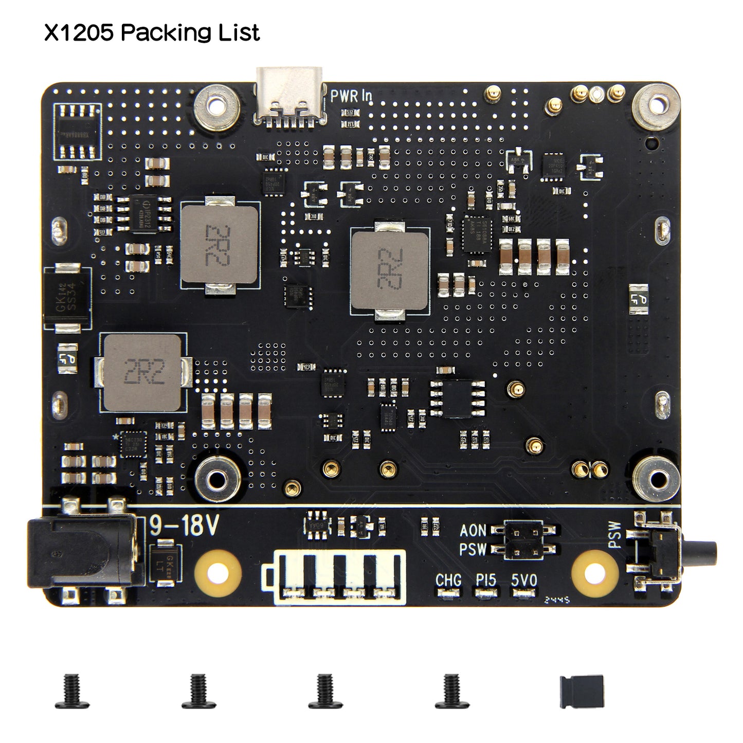 Geekworm X1205 2-Cell 21700 5.1V 6A UPS HAT for Raspberry Pi 5 Series