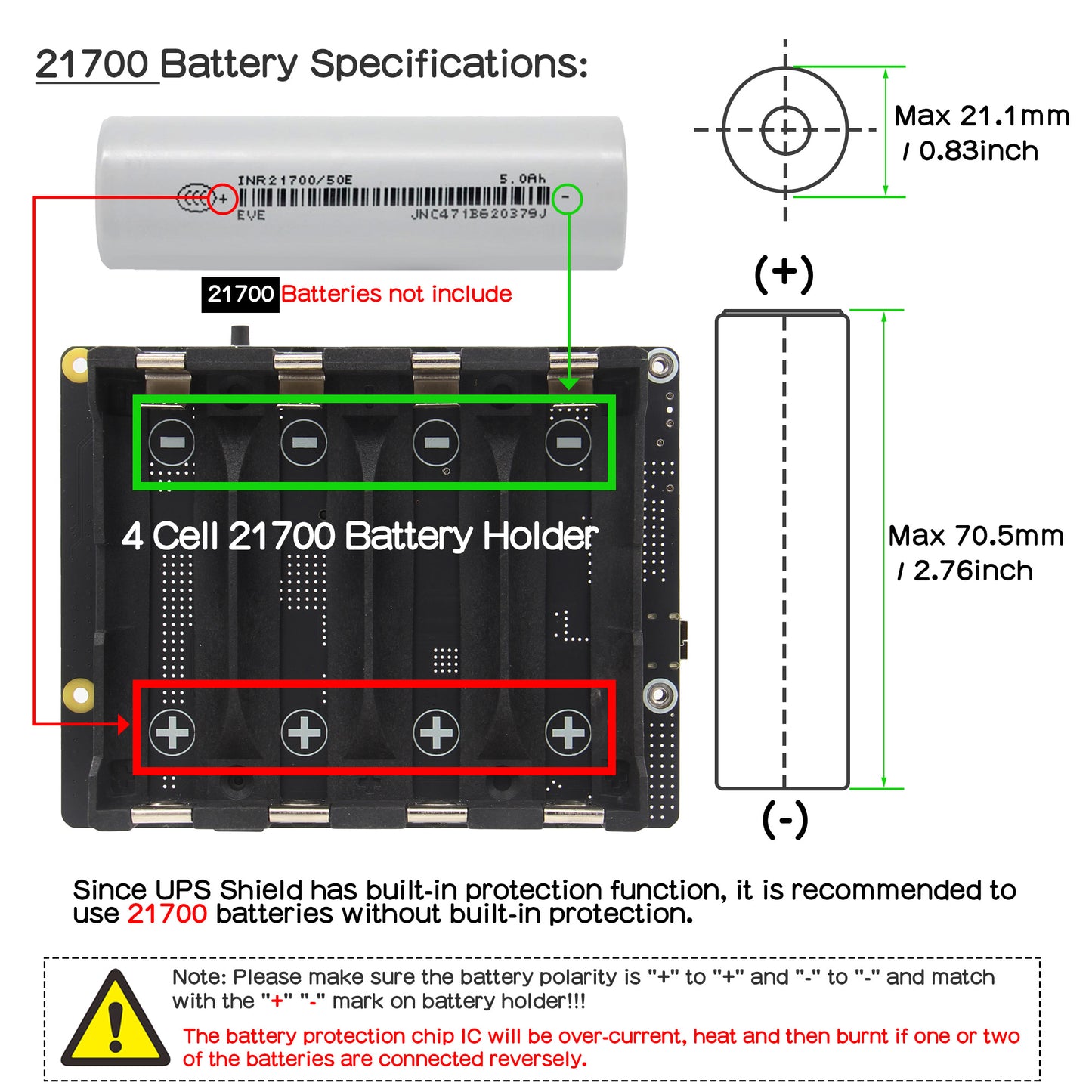 Geekworm X1206 4-Cell 21700 5.1V 6A UPS HAT for Raspberry Pi 5 Series