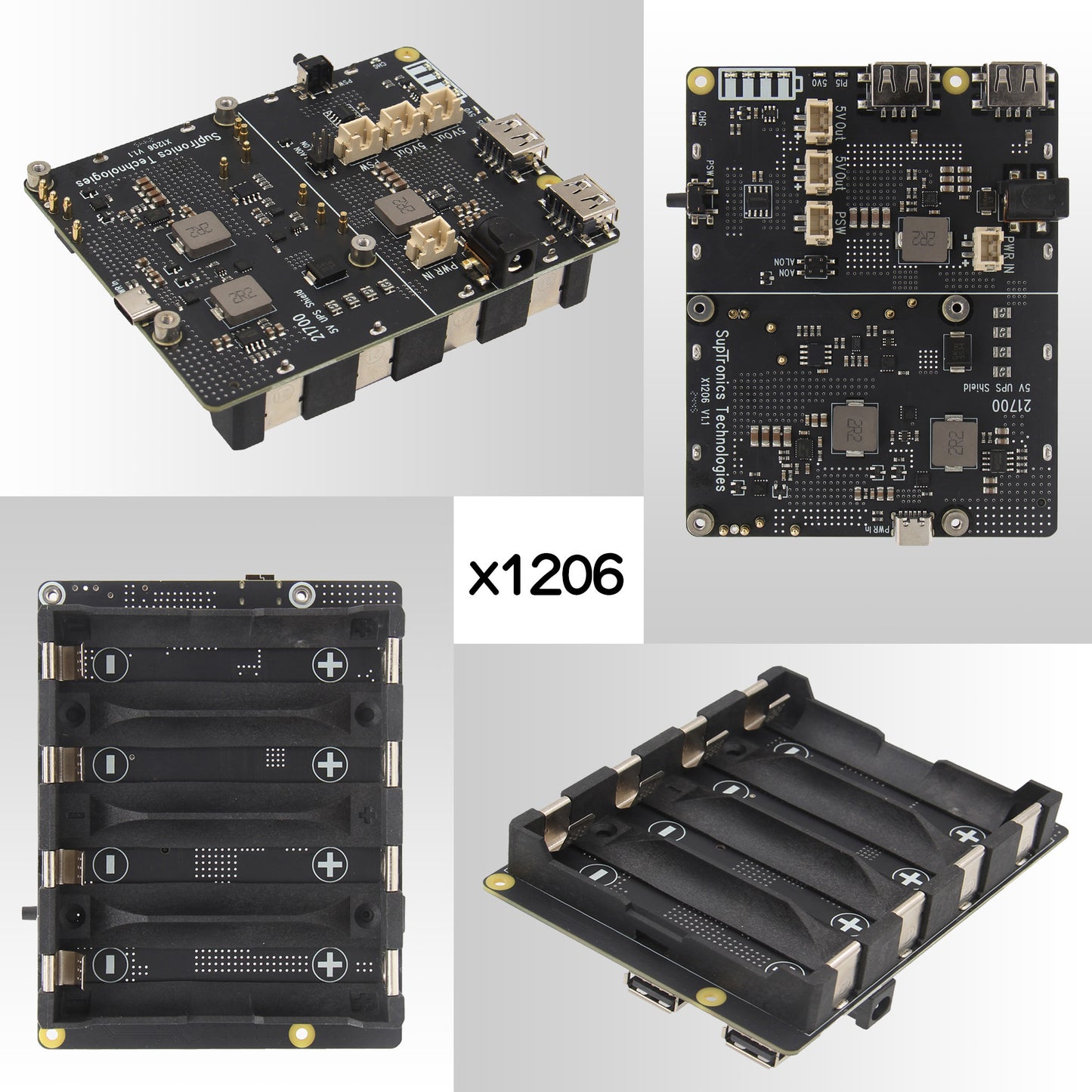 Geekworm X1206 4-Cell 21700 5.1V 6A UPS HAT for Raspberry Pi 5 Series