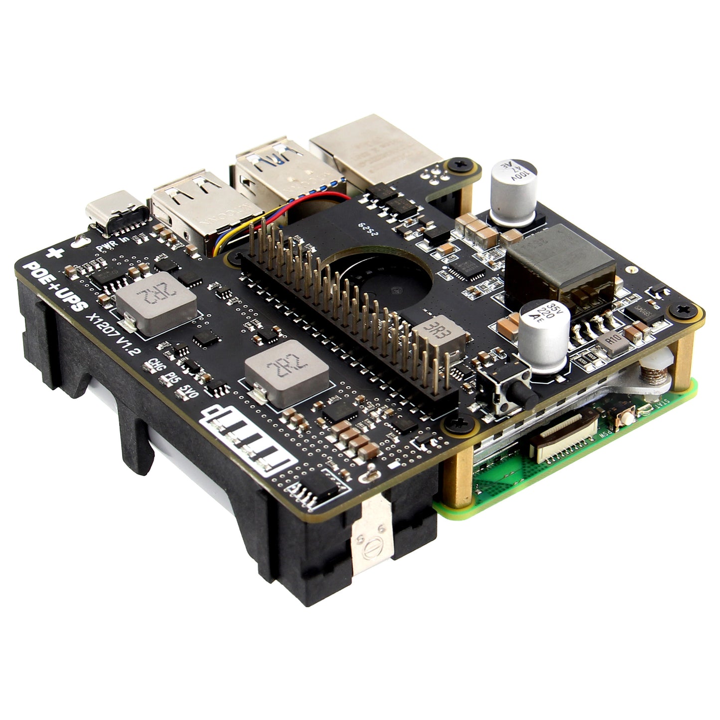 Geekworm X1207 1-Cell 21700 5.1V 5A PoE-Powered UPS HAT for Raspberry Pi 5
