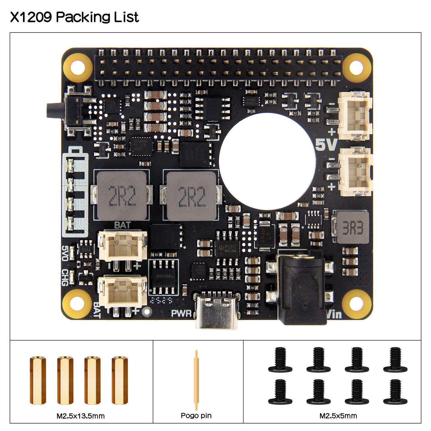 Geekworm X1209 5.1V 6A UPS HAT for Raspberry Pi 5/4B/3B/3B+