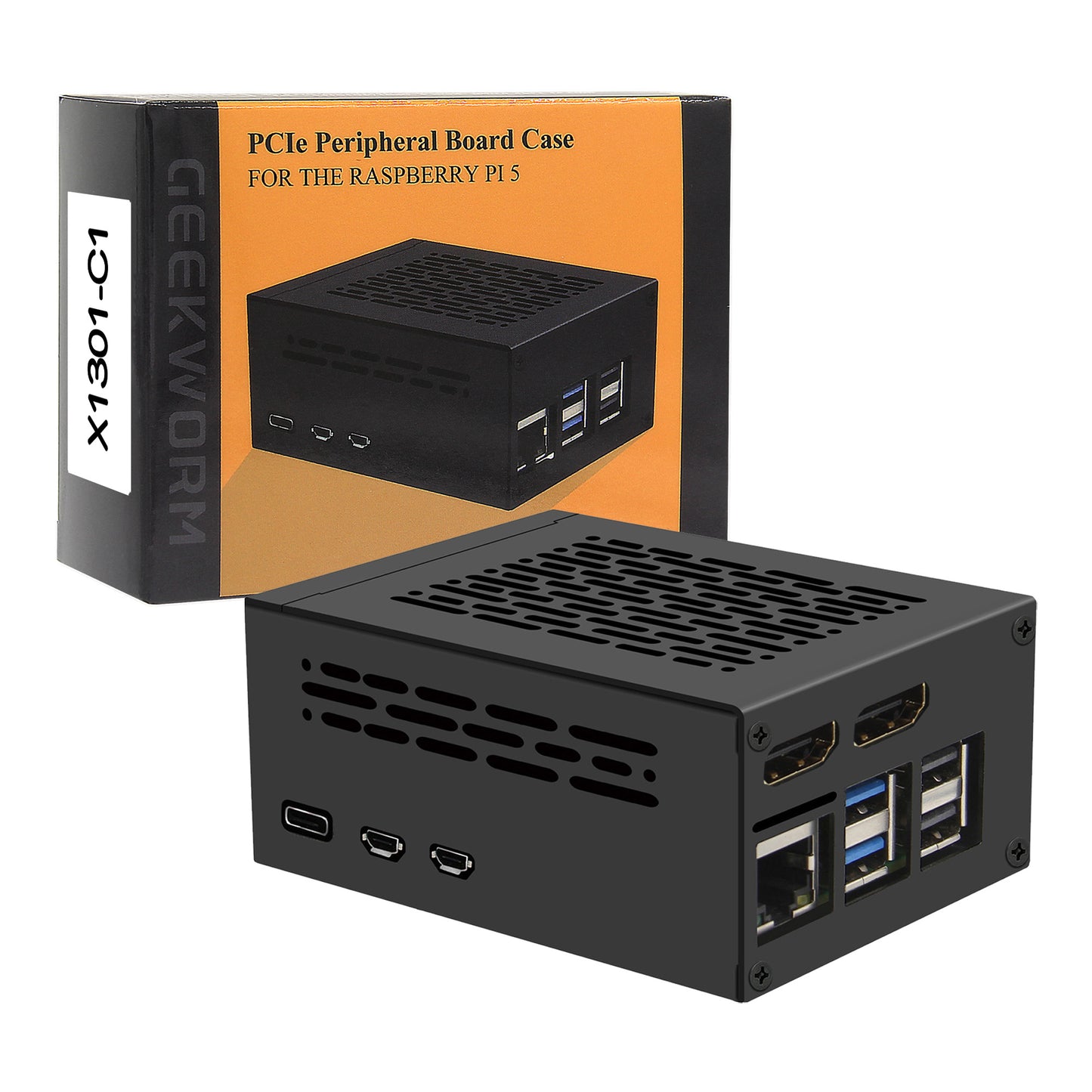 Geekworm X1301-C1 Metal Case Compatible with Raspberry Pi 5 and X1301